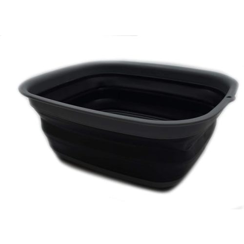 SAMMART 9.45L (2.5 Gallon) Collapsible Tub - Foldable Dish Tub - Portable Washing Basin - Space Saving Plastic Washtub (Grey/Black, M)