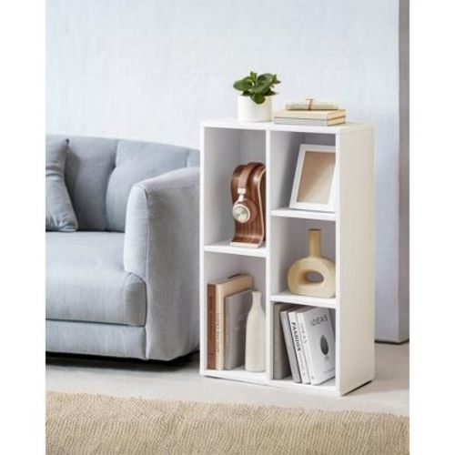 VASAGLE Bookcase Bookshelf with 5 Compartments Freestanding Shelves and Cube Organizer Display Shelf for Small Spaces White