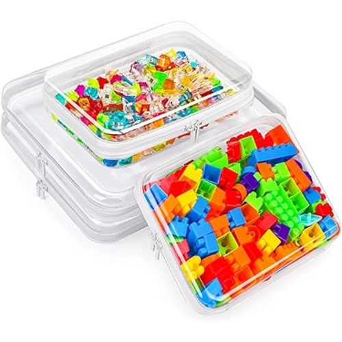 4 Pack Clear Hard Shell Zipper Case for Storage,2XL+2L(XL:3.78*11.8*1.97in; L: 9.8*7.87*1.97in)Plastic Clear Zipper Case for Travel Organizer,Waterproof Cosmetic Bag,Toiletry Pouch,Toy Storage Bins