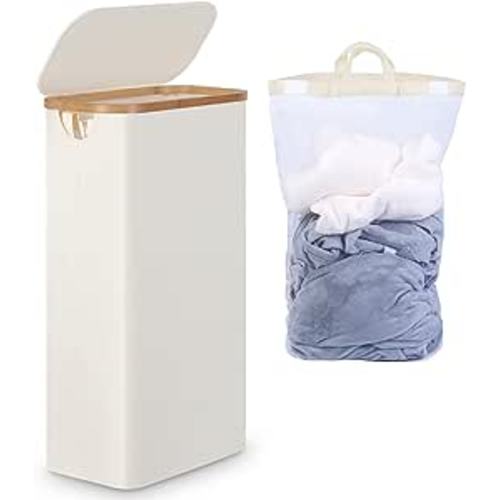 efluky Slim Laundry Hamper with Lid, Narrow Laundry Hamper with Removable Bags