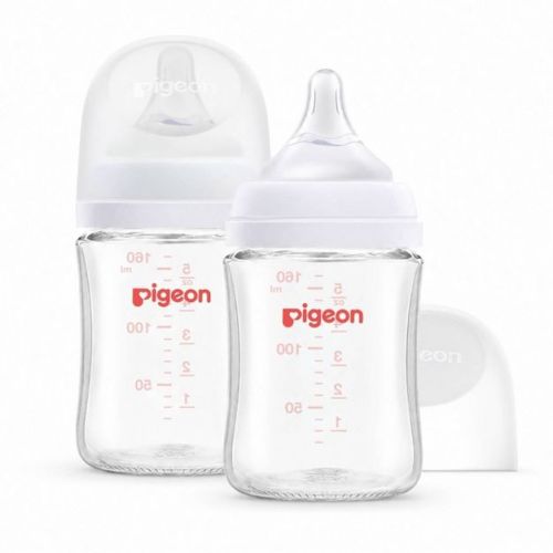 Pigeon Nurture & Nest Wide-Neck Anti-colic Glass Baby Bottles with Nipples - 5 fl oz/2pk