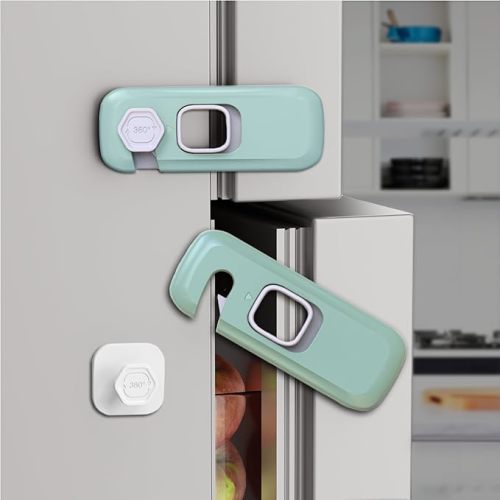 5 Pack Child Proof Refrigerator Lock, Baby Proofing Cabinet Locks, Oven Lock Child Safety, Fridge Lock, for Fridge, Drawers, Dishwasher, Oven, Cupboard, Closet, Adhesive, No Tools Need(Grey)