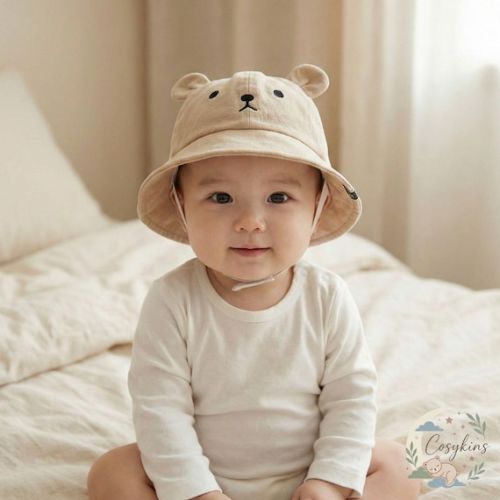 Baby Bucket Hat With Ears, Personalized Infant Cap, Summer Sun Hat, Newborn Clothes, Leather Patch Hat, Baby Gift - Etsy