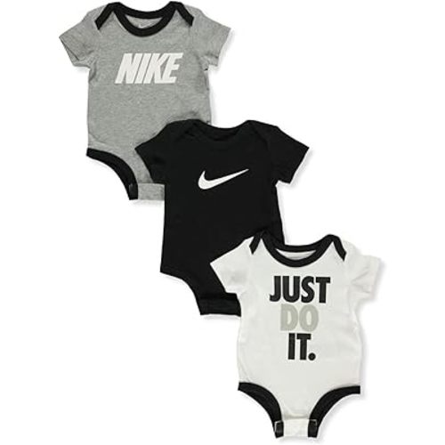 Nike Baby Bodysuits Set 3-Pack (Black/White/Grey, 3 Months)
