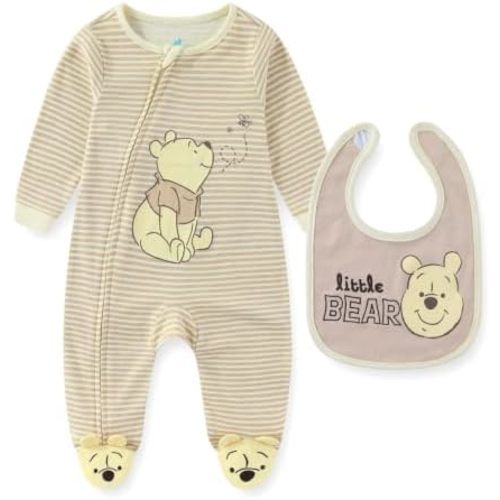 Disney Winnie the Pooh Baby Boys Footies Coverall with Bib for Infants