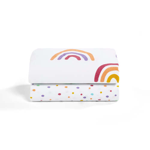 Bassinet 2 Pack Fitted Sheets - Crib Multi Rainbow