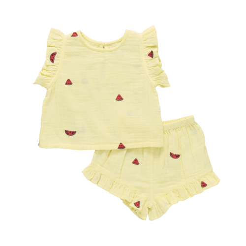 Baby Girls Roey 2-PC Set - Watermelon Embroidery – Pink Chicken