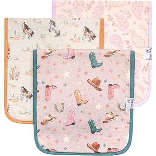 Copper Pearl Baby Burp Cloth Large 21''x10'' Size Premium Absorbent Triple Layer 3-Pack Gift Set Cheyenne