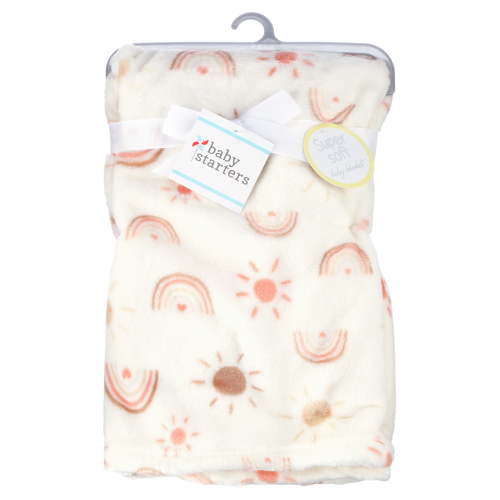 Baby Starters Rainbow Print Plush Baby Blanket (30" x 40"), Natural