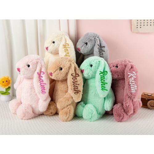 Personalized Embroidered Plush Bunny Toy, Custom Newborn Gift, Baby Shower Gift