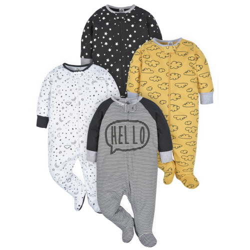 Gerber Baby Boy Sleep 'n Play Footed Pajamas, 4-Pack