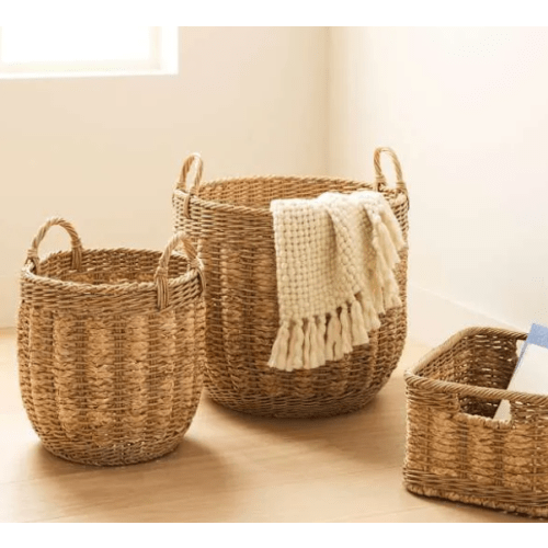 Lunelle Round Water Hyacinth Basket, Extra Large