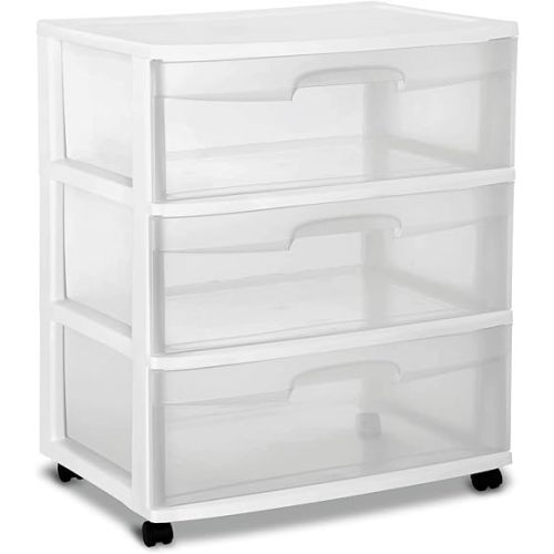 Wide 3 Drawer Cart White