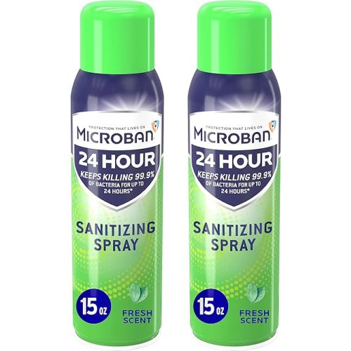 MICROBAN Disinfectant Spray, 24 Hour Sanitizing and Antibacterial Spray, Sanitizing Spray, Fresh Scent, 2 Count (15oz Each)