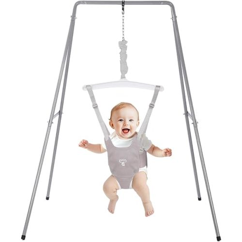 Baby Jumper with Stand, Baby Jumpers and Bouncers, Baby Exerciser Suitable for 6-24 Months, Easy to Assemble & Store Jumper for Baby