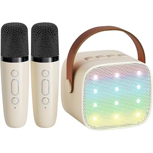 Mini Karaoke Machine for Kids & 2 Wireless Microphones