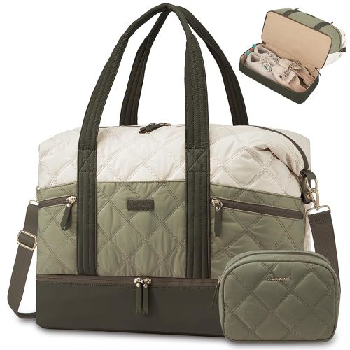 LOVEVOOK Travel Duffle Bag, Lightweight Weekender Bags for Women with Shoe Compartment, Puffer Gym Bag Personal Item Travel Bag, Quilted Carry On Overnight Bags and Hospital Bag for Labor and Delivery