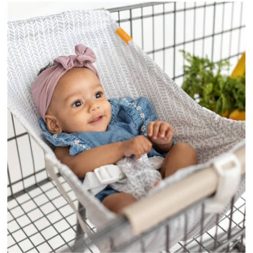 Shopping Cart Hammock – Infant Seat for Grocery Carts – Fits All Car Seat Models – Compatible with Wide 4-Seater Wagons (20”+ Only) – Holds Up to 50 lbs – Little Arrow