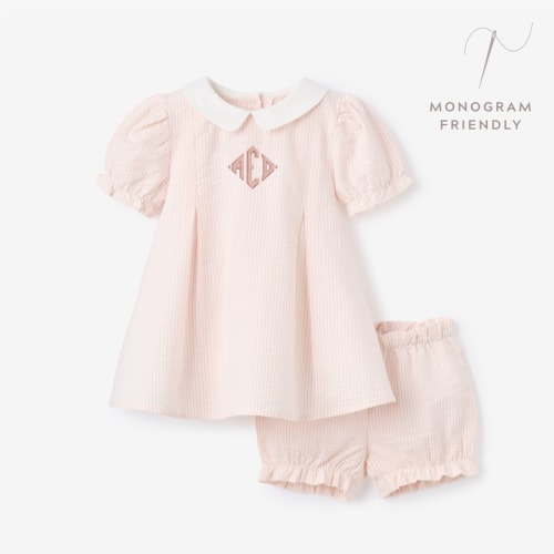 Pink Seersucker Collared Dress PINK / 3-6M