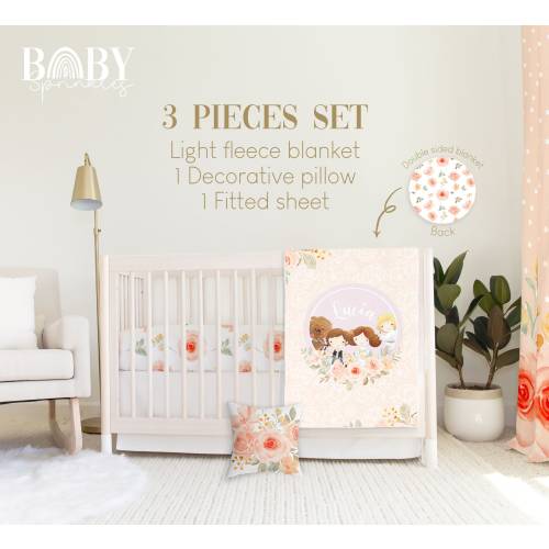 Star Wars Floral Crib Bedding Set: Baby Leia Nursery, Personalized Blanket