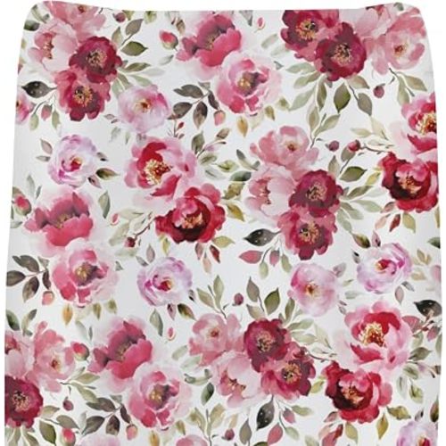 Pink Peonies Roses Changing Pad Covers for Baby Girls Boys Large Watercolor Blossoms Fitted Changing Table Cover Mats Spring Floral Bloom Soft Diaper Changing Pad Sheets for 32''×16'' Contoured Pad