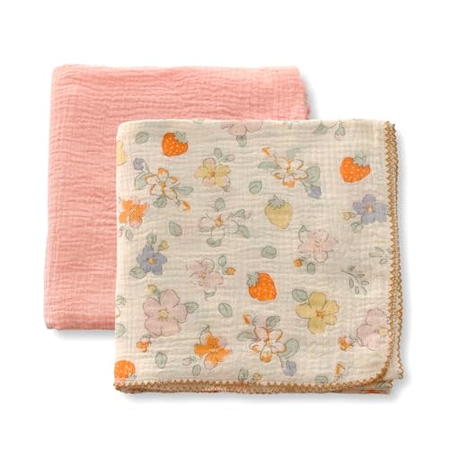 Gunnaicat Baby Swaddle Newborn Recieving Blanket 100% Cotton Muslin 2Pack Nursery Wrap Lace Design 40"x40"