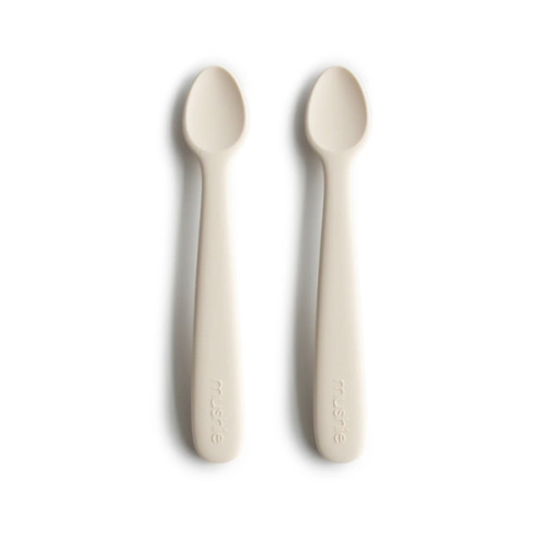 Baby Silicone Feeding Spoons (Blush/Shifting Sand) 2-Pack – Mushie