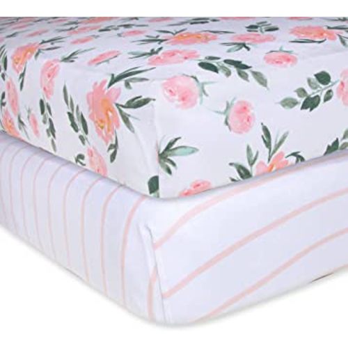 Burt's Bees Baby - Fitted Crib Sheet, Girls Boys & Unisex 100% Organic Cotton Crib Sheet for Standard Crib & Toddler Mattresses,2 Count (Pack of 1)