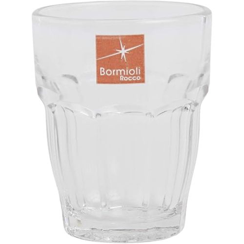 Bormioli Rocco Rock Bar 2.25 oz. Shot Stackable Tempered Beverage Glasses for Cold Drinks, Water, and Cocktails, Set of 6, Clear