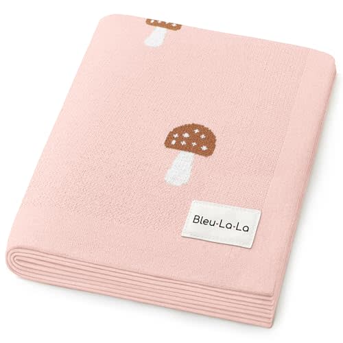 Bleu La La Swaddle Blanket for Girls 100% Cotton Buttery Soft Cozy Receiving Swaddle Crib Stroller Blanket for Shower Gift Registry for Newborns, Infants, Toddlers (Mushroom - Pink)