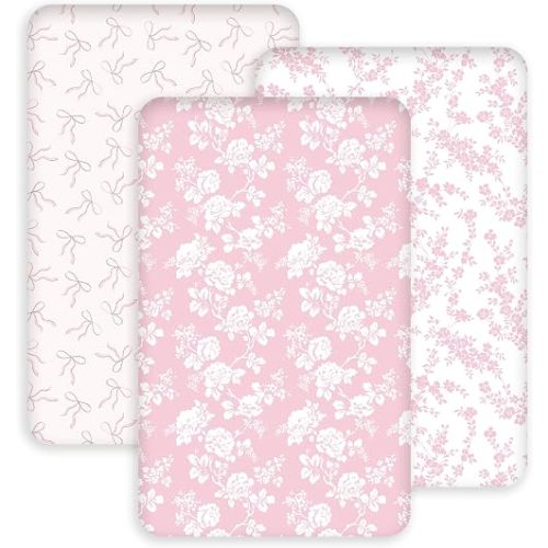 3 Pack Bedside Bassinet Sheets Girl & Boy 33" x 20" Rectangle