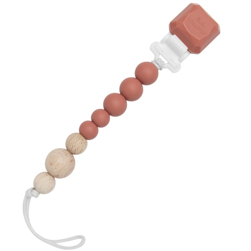 Loulou Lollipop Colour Pop Silicone & Wood Pacifier Clip - Terra Cotta
