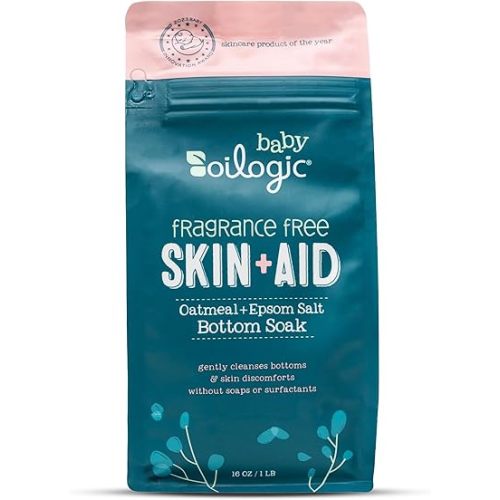 Oilogic Oatmeal Epsom Salt Bath Soak for Babies - Gentle Baby Bath Essentials Soothe & Cleanse Baby Bottoms - Fragrance-Free & Pediatrician-Tested Bathing Skin Care, 16 Oz