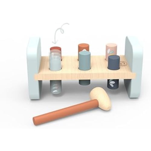 Speedy Monkey Tap Tap Hammer Bench – Colorful Wooden Toy for Kids 1-3 Year Up, Develops Hand-Eye Coordination, Hammer Pegs Through Holes, Reversible Fun, Non-Toxic Paint , Engaging Educational Toy