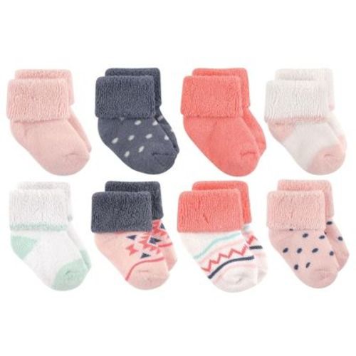 Luvable Friends Basics Infant Baby Cozy Terry Socks 8-Pack, Desert Bloom, 6-12 Months