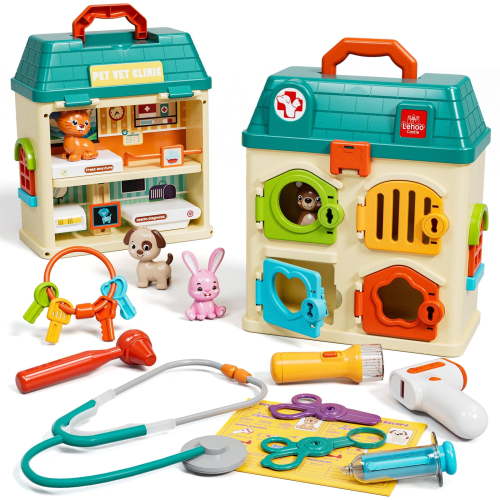 Pet Vet Toys, Hospital Pretend Play Doctor Vet Kit for Toddlers 3-5, Pet Care Role Play Set, Play Veterinarian Set for Kids, Pets Doctor Kit Learning Toys for Boys Girls Birthday Gift