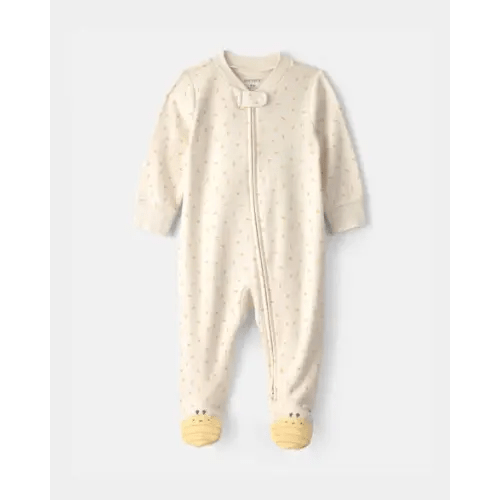 Baby Girl Bee 100% Cotton 2-Way Zip Sleep & Play Pajamas - Ivory | Carter's