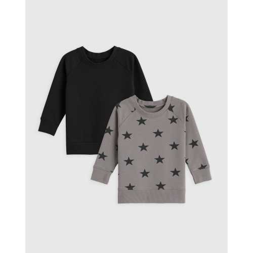 Organic Cotton French Terry Crew Neck Sweatshirt 2-Pack 9-12M
