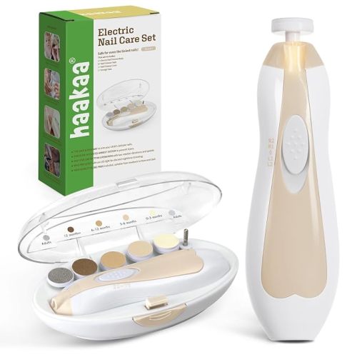haakaa Electric Baby Nail Trimmer, Whisper-Quiet with LED Light, Acorn