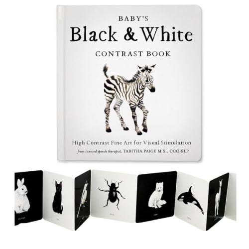 Baby's Black and White Contrast Book: High-Contrast Art for Visual Stimulation at Tummy Time (Tabitha Paige Children's Book Series)