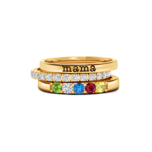 mint & lily Personalized Birthstones Stacking Name Rings