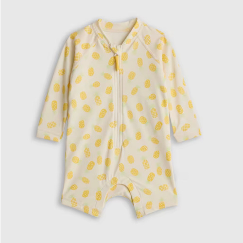 Long Sleeve Zip-Up Rash Guard One-Piece - Baby in Rainbow Stripe