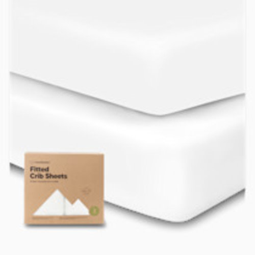 KeaBabies 2-Pack Organic Crib Sheets for Boys, Girls - 52x28 Fitted Crib Mattress Sheet Neutral, Breathable Jersey Cotton Cover for Baby Bed, Toddler Mattress, Soft & Cute Prints (Soft White)