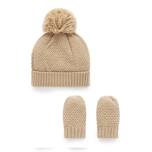 Purebaby Baby Beanie & Mitten Set | David Jones