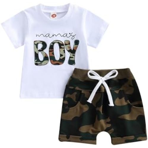 Toddler Boy Girl Hunting Clothes Infant Baby Camo Outfit Duck Embroidery Short Sleeve Tops Pockets Summer Shorts Set