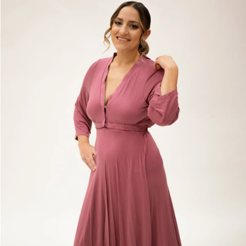 Lila Labor & Postpartum Gown in Dusty Rose