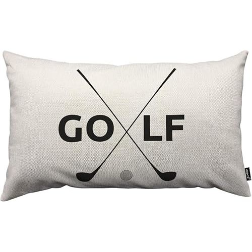 HOSNYE Golf Symbol Throw Pillow Cover Linen Fabric for Couch Bed Sofa Car Waist Cushion Cover 12 x 20 inch Pillow Case