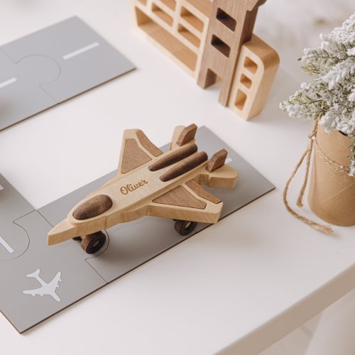 Wooden Toy Fighter Plane. Kids Waldorf Toys. Birthday Boy Gift. Airplane Toy For Toddlers. Preschool Toy. Baby Easter Gift Personalized.