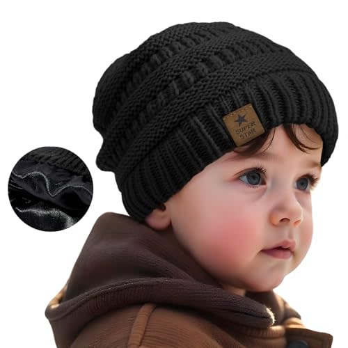 Durio Satin Lined Beanie for Baby Girl Boy Warm Winter Hat for Infant Toddler Kids Unisex Knit Baby Hats Newborn Beanies Caps