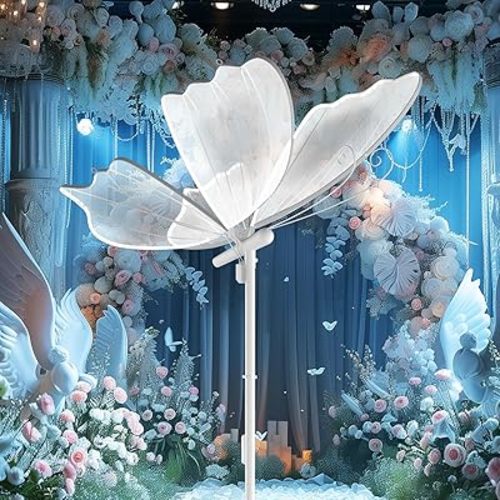 TACAHE Butterfly Floor Lamp - 3 Color Temp & Dimmable - Inline Cord Switch - Wedding Decoration - Atmosphere Lighting for Banquet, Birthdays, Party - (27" Wings / 70" Height) - 20W - 1 Pack